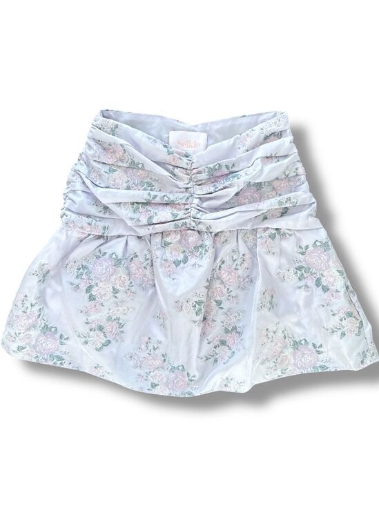 Selkie Dresses & Skirts - Selkie XS Lavender Pink Floral Ruched Mini Skirt